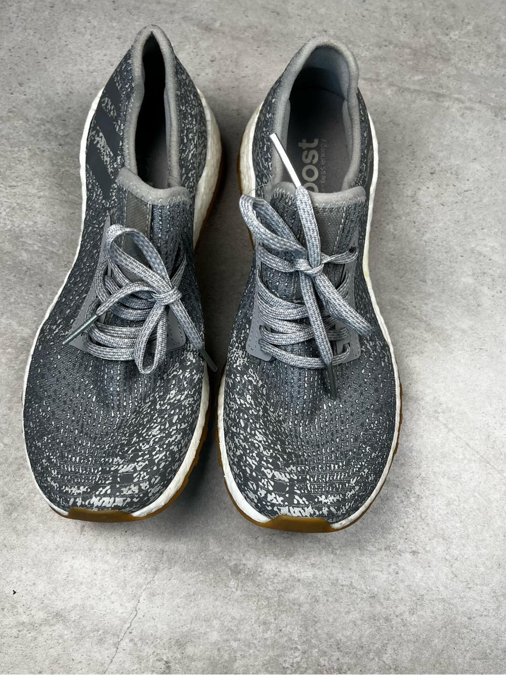 adidas PureBOOST Women’s Gray Gum Sole Running Sneakers